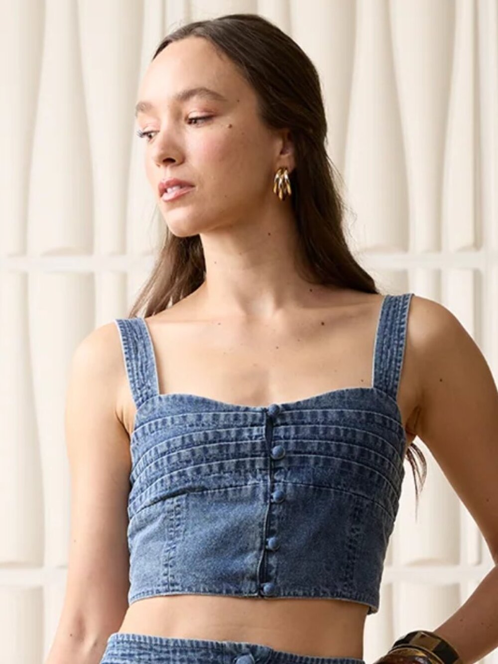 Aylaya Denmark Denim Crop Top Size Small